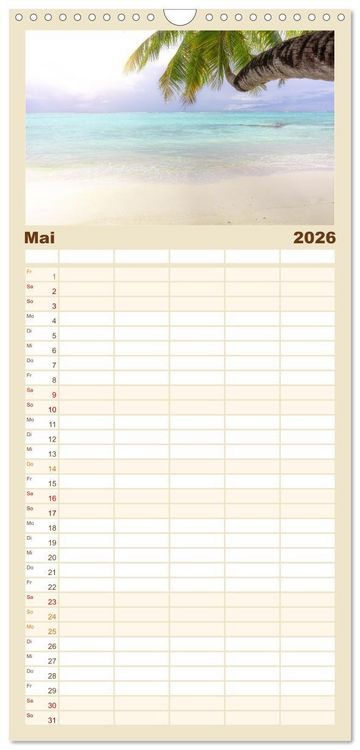 Produktbild: Familienplaner 2026 - Malediven, Perle im Indischen Ozean mit 5 Spalten (Wandkalender, 21 x 45 cm) CALVENDO