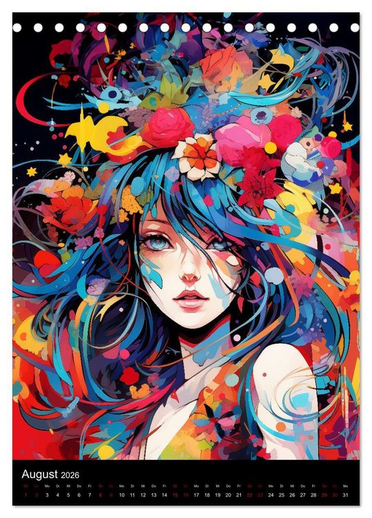 Produktbild: Manga Flower Girls (Tischkalender 2026 DIN A5 hoch), CALVENDO Monatskalender
