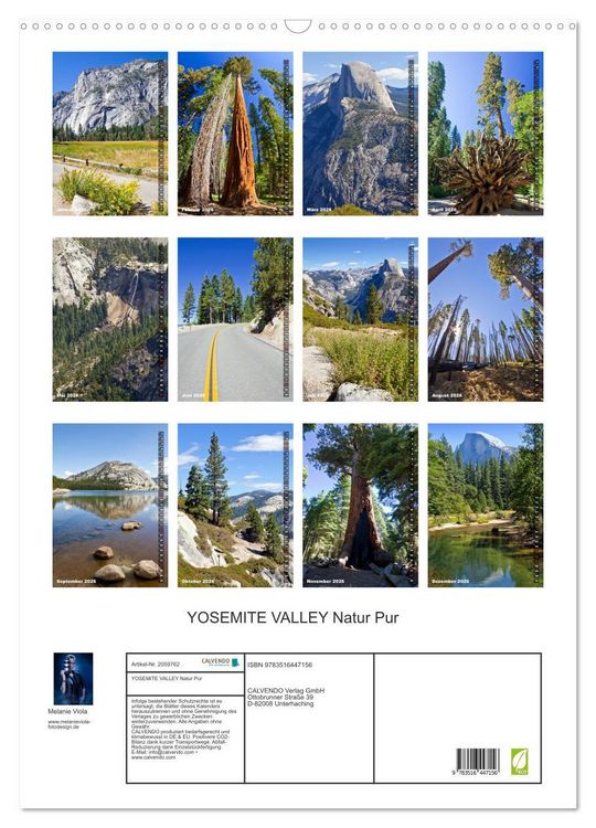 Produktbild: YOSEMITE VALLEY Natur Pur (Wandkalender 2026 DIN A2 hoch), CALVENDO Monatskalender