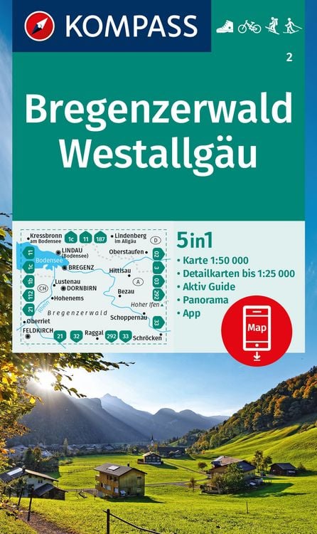 Produktbild: KOMPASS Wanderkarte 2 Bregenzerwald, Westallg&auml;u 1:50.000