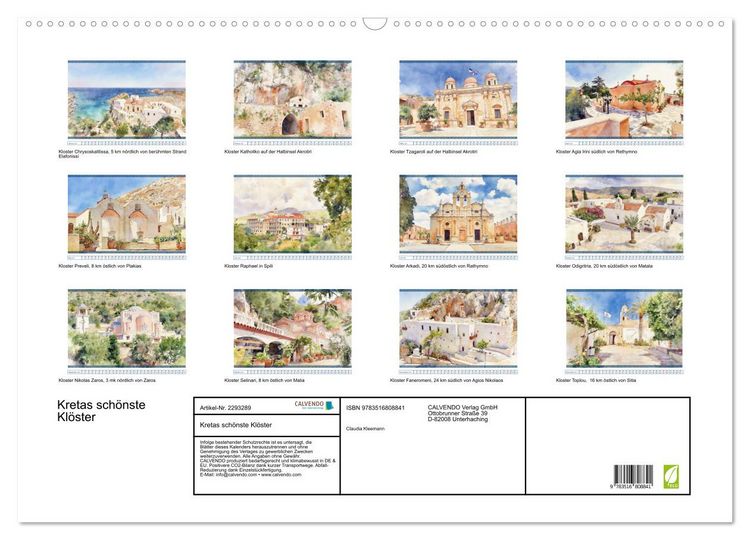 Produktbild: Kretas sch&ouml;nste Kl&ouml;ster (Wandkalender 2027 DIN A2 quer), CALVENDO Monatskalender