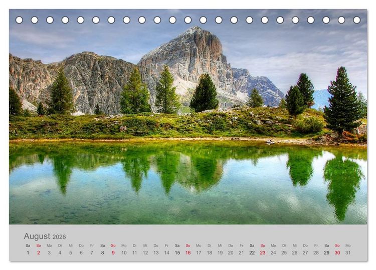 Produktbild: Traumkulissen in den Dolomiten (Tischkalender 2026 DIN A5 quer), CALVENDO Monatskalender