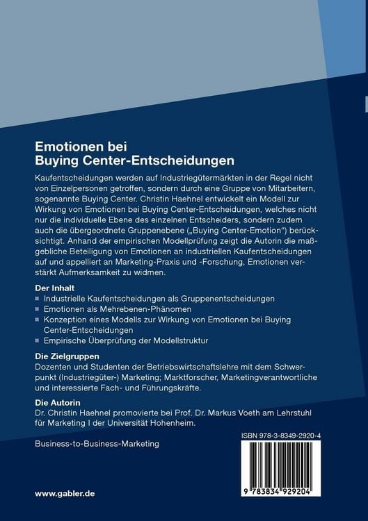 Produktbild: Emotionen bei Buying Center-Entscheidungen