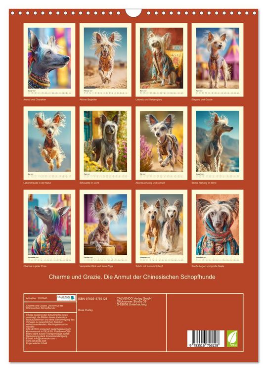 Produktbild: Charme und Grazie. Die Anmut der Chinesischen Schopfhunde (Wandkalender 2027 DIN A3 hoch), CALVENDO Monatskalender