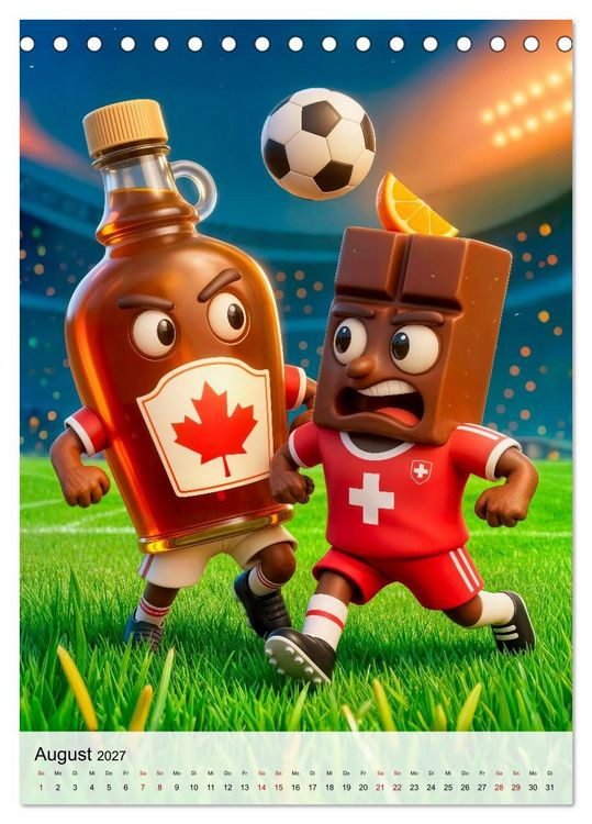 Produktbild: Food‑Fu&szlig;baller - Lustiger kulinarischer Fu&szlig;ballspa&szlig; (Tischkalender 2027 DIN A5 hoch), CALVENDO Monatskalender