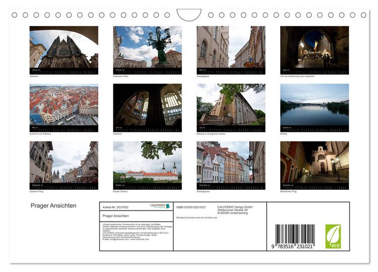 Produktbild: Prager Ansichten (Wandkalender 2026 DIN A4 quer), CALVENDO Monatskalender