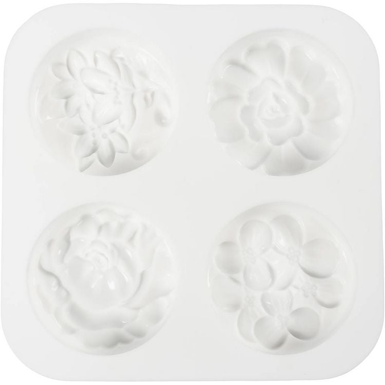 Produktbild: Creativ Company Silikonform, Rund mit Blumenmuster, L 6,8 cm, B 2,3 cm, 4 Stk
