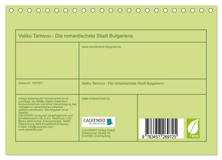 Produktbild: Veliko Tarnovo - Die romantischste Stadt Bulgariens (Tischkalender 2026 DIN A5 quer), CALVENDO Monatskalender