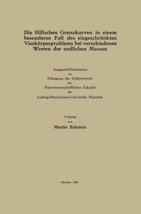 Produktbild: Die Hillschen Grenzkurven in einem besonderen Fall des eingeschr&auml;nkten Vierk&ouml;rperproblems bei verschiedenen Werten der endlichen Massen