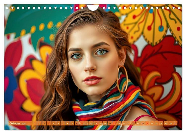Produktbild: Farbenfrohe Portraits (Wandkalender 2026 DIN A4 quer), CALVENDO Monatskalender