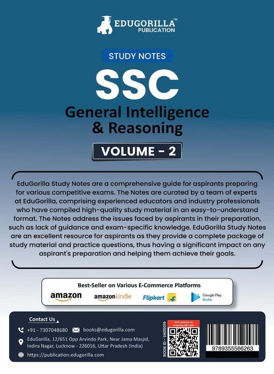 Produktbild: Study Notes for General Intelligence and Reasoning (Vol 2) - Topicwise Notes for CGL, CHSL, SSC MTS, CPO and Other SSC Exams with Solved MCQs
