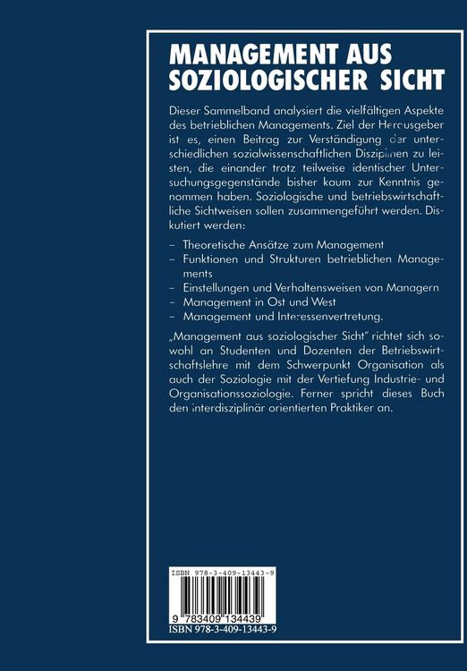 Produktbild: Management aus soziologischer Sicht