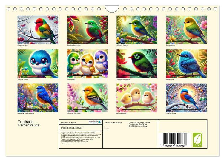 Produktbild: Tropische Farbenfreude (Wandkalender 2026 DIN A4 quer), CALVENDO Monatskalender