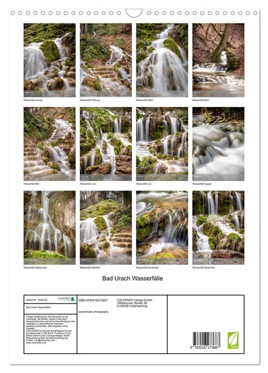 Produktbild: Bad Urach Wasserf&auml;lle (Wandkalender 2026 DIN A3 hoch), CALVENDO Monatskalender