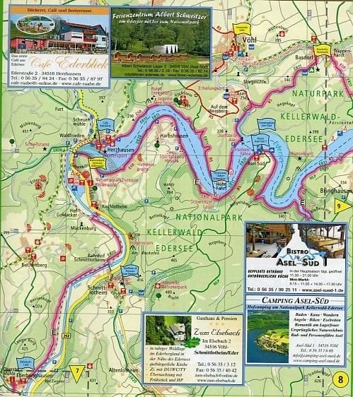 Produktbild: Radtourenkarte Eder-Radweg, Edersee-Rundweg 1 : 50 000