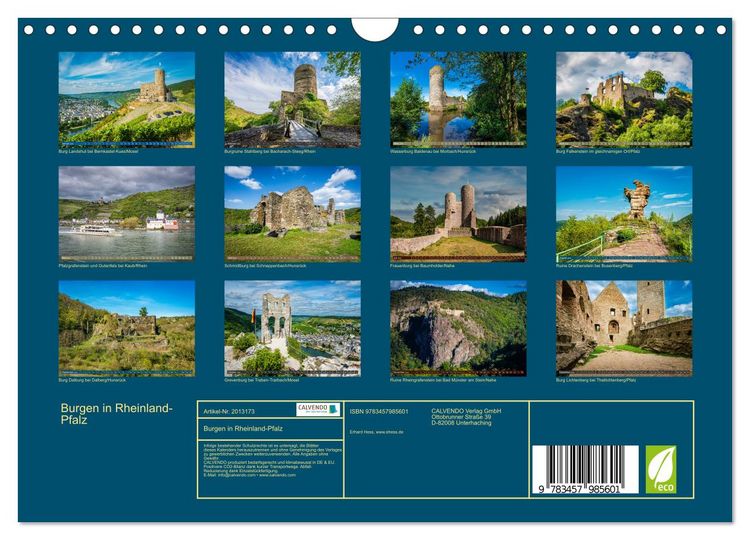 Produktbild: Burgen in Rheinland-Pfalz (Wandkalender 2026 DIN A4 quer), CALVENDO Monatskalender