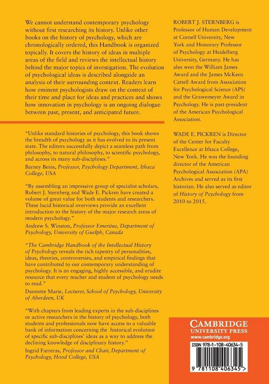 Produktbild: The Cambridge Handbook of the Intellectual History of Psychology