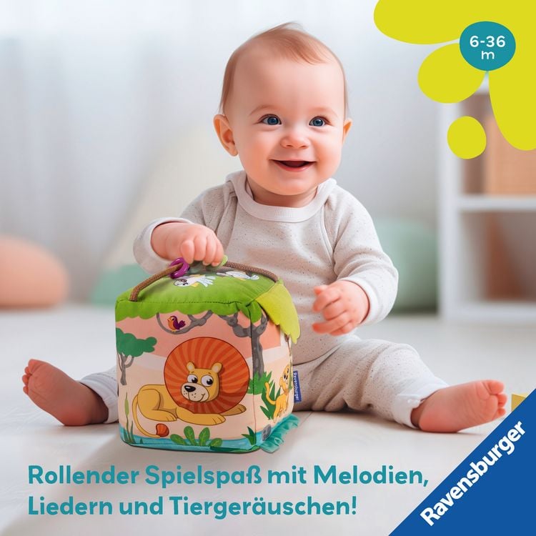 Produktbild: Play+ Motorik-Musik-Spiel-W&uuml;rfel: Wilde Tiere - ab 6 Monate
