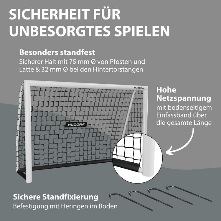 Produktbild: HUDORA 76952 - Fu&szlig;balltor Advanced 120, wei&szlig;, Ma&szlig;e: 120x60x80cm