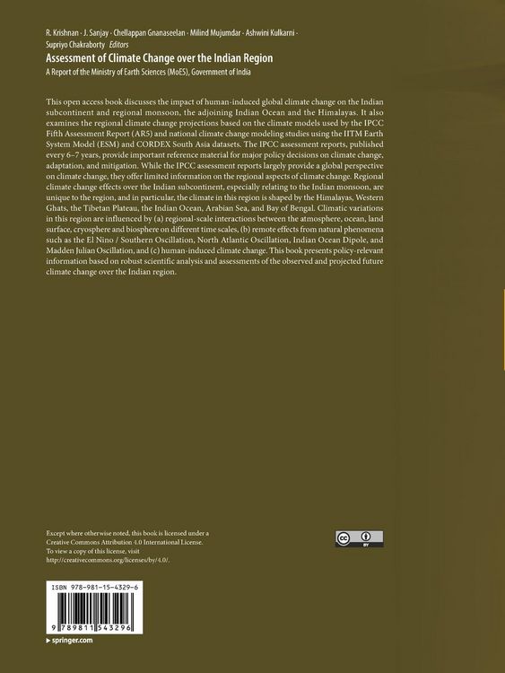 Produktbild: Assessment of Climate Change over the Indian Region
