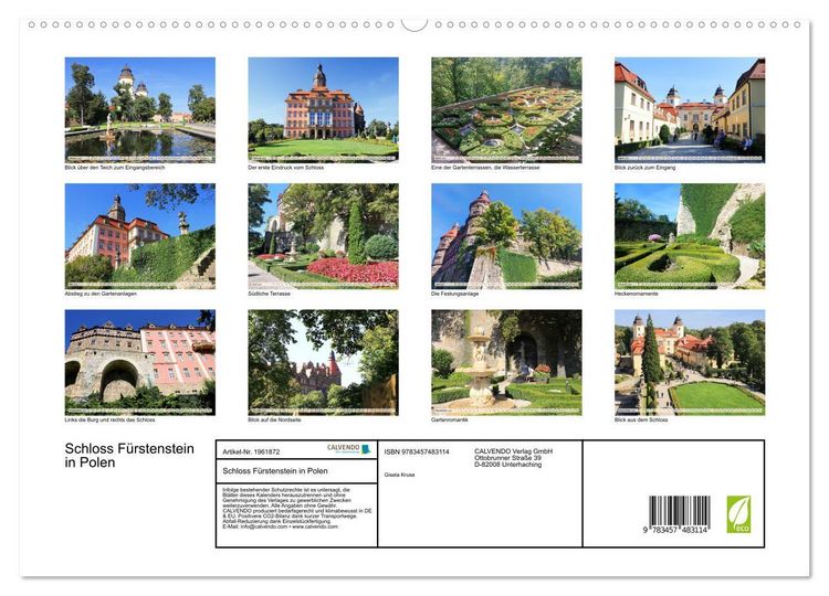 Produktbild: Schloss F&uuml;rstenstein in Polen (hochwertiger Premium Wandkalender 2026 DIN A2 quer), Kunstdruck in Hochglanz