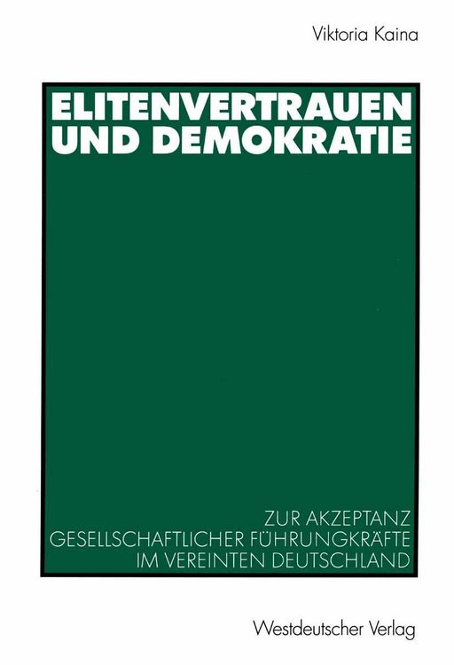 Produktbild: Elitenvertrauen und Demokratie