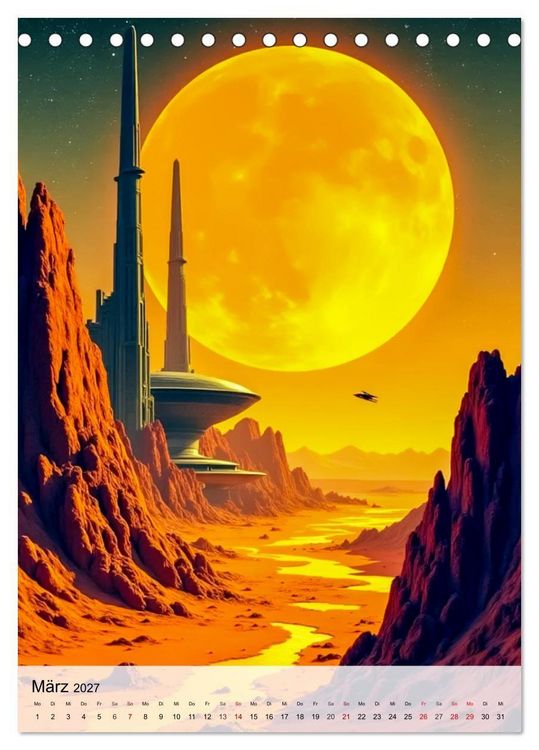 Produktbild: Retro Sci-Fi - Aufbruch zu neuen Grenzen (Tischkalender 2027 DIN A5 hoch), CALVENDO Monatskalender