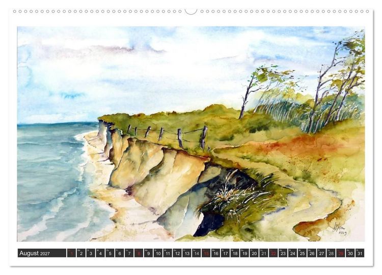 Produktbild: Aquarelle - Fischland-Dar&szlig; (hochwertiger Premium Wandkalender 2027 DIN A2 quer), Kunstdruck in Hochglanz