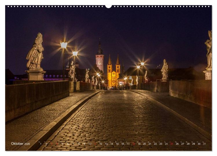 Produktbild: Unterfranken bei Nacht (hochwertiger Premium Wandkalender 2026 DIN A2 quer), Kunstdruck in Hochglanz