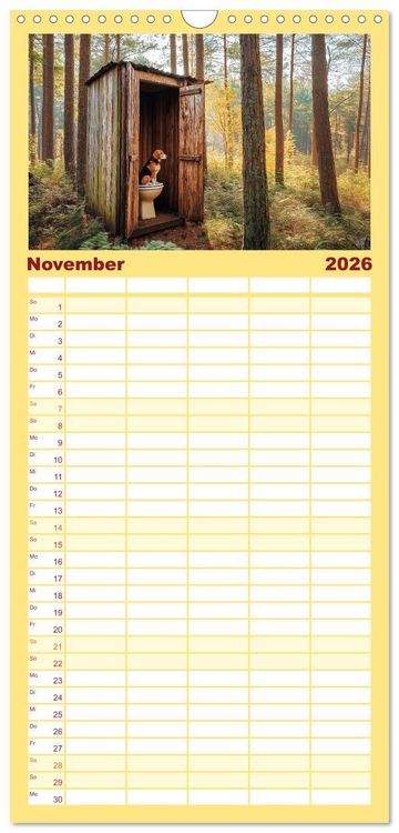 Produktbild: Familienplaner 2026 - Sitz, Platz, Sp&uuml;l - Hunde auf dem Thron mit 5 Spalten (Wandkalender, 21 x 45 cm) CALVENDO