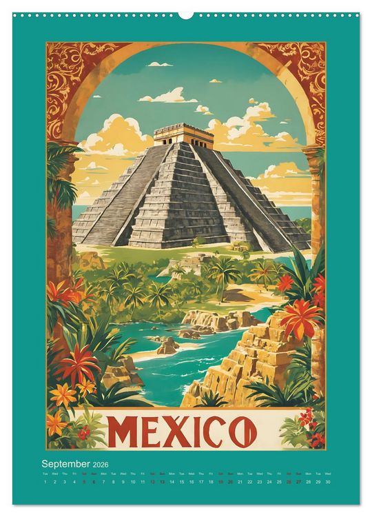 Produktbild: World Travel Posters - Nostalgic Trip Around the Globe (Wall Calendar 2026 DIN A2 portrait), CALVENDO 12 Month Wall Calendar