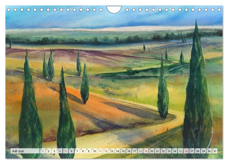 Produktbild: B&auml;ume in Aquarell (Wandkalender 2026 DIN A4 quer), CALVENDO Monatskalender