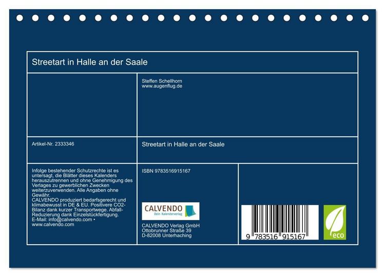 Produktbild: Streetart in Halle an der Saale (Tischkalender 2027 DIN A5 quer), CALVENDO Monatskalender
