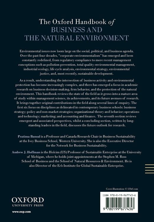 Produktbild: The Oxford Handbook of Business and the Natural Environment