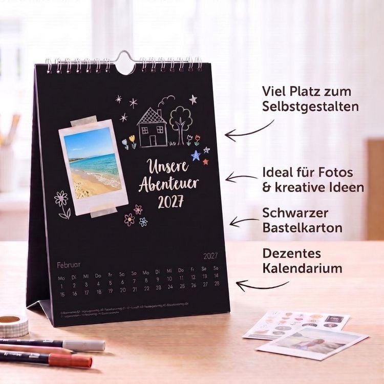 Produktbild: Kreativkalender Tischaufsteller hoch schwarz 2027