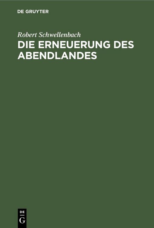 Produktbild: Die Erneuerung des Abendlandes