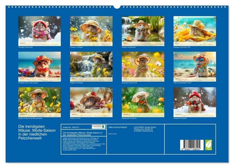 Produktbild: Die trendigsten M&auml;use. Mode-Saison in der niedlichen Pelzchenwelt (hochwertiger Premium Wandkalender 2026 DIN A2 quer), Kunstdruck in Hochglanz