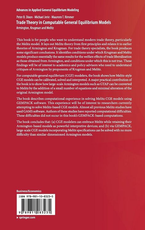 Produktbild: Trade Theory in Computable General Equilibrium Models