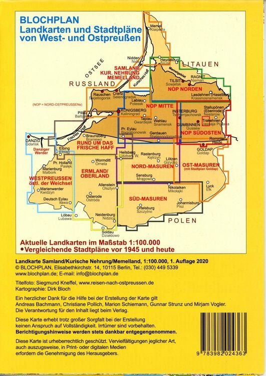 Landkarte Samland/Kurische Nehrung/Memelland 1:100 000
