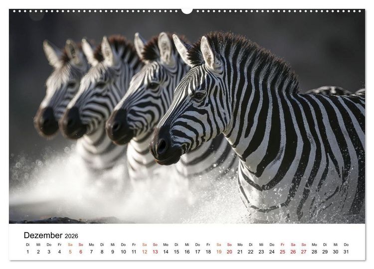 Produktbild: Zebras - Streifz&uuml;ge durch die Steppe (hochwertiger Premium Wandkalender 2026 DIN A2 quer), Kunstdruck in Hochglanz