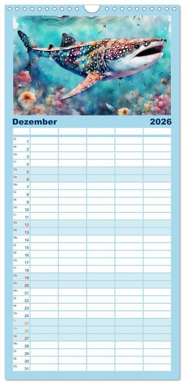 Produktbild: Familienplaner 2026 - Meereskreaturen - Lebendige Unterwasserwelt mit 5 Spalten (Wandkalender, 21 x 45 cm) CALVENDO