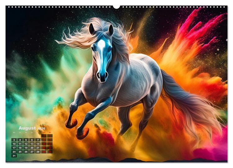 Produktbild: Pferde im Farbenrausch (hochwertiger Premium Wandkalender 2026 DIN A2 quer), Kunstdruck in Hochglanz