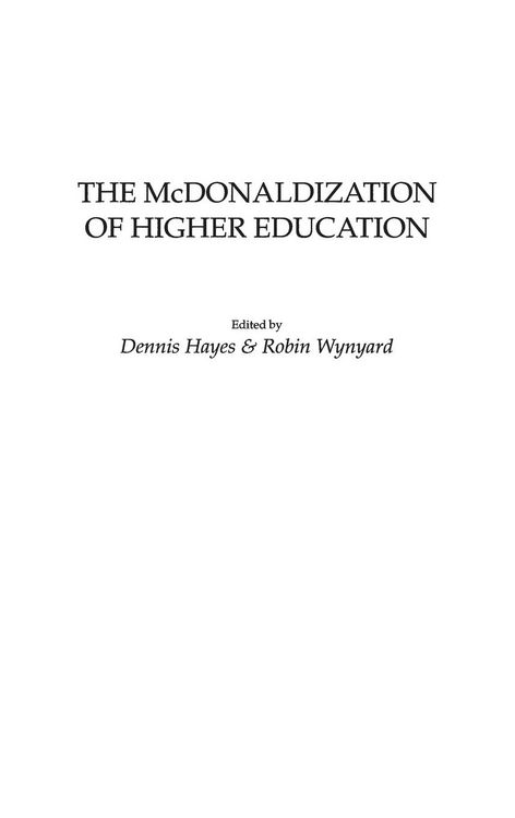 Produktbild: The McDonaldization of Higher Education