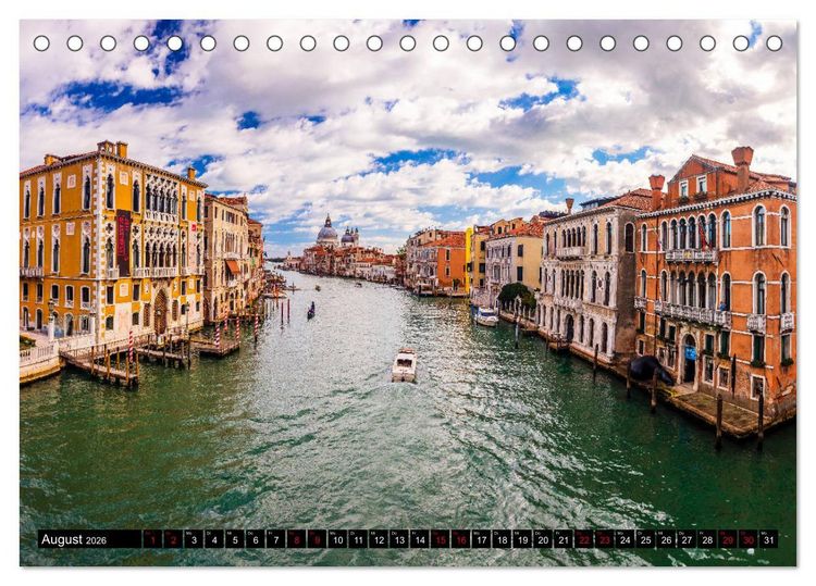 Produktbild: Venedig - Pal&auml;ste, Br&uuml;cken und Kan&auml;le (Tischkalender 2026 DIN A5 quer), CALVENDO Monatskalender