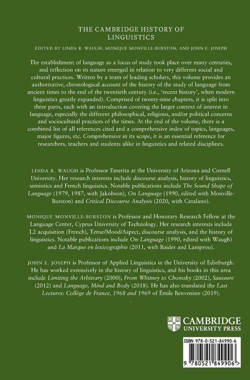 Produktbild: The Cambridge History of Linguistics
