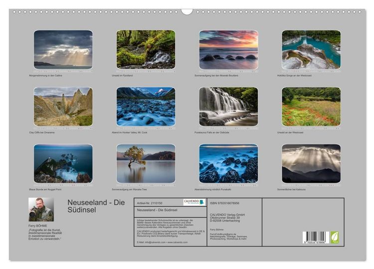 Produktbild: Neuseeland - Die S&uuml;dinsel (Wandkalender 2026 DIN A2 quer), CALVENDO Monatskalender