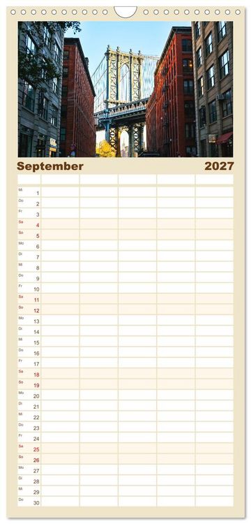 Produktbild: Familienplaner 2027 - Wundervolles New York mit 5 Spalten (Wandkalender, 21 x 45 cm) CALVENDO