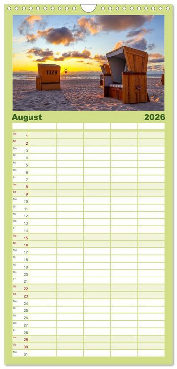 Produktbild: Familienplaner 2026 - Sylt - Magie der Abendstunden mit 5 Spalten (Wandkalender, 21 x 45 cm) CALVENDO