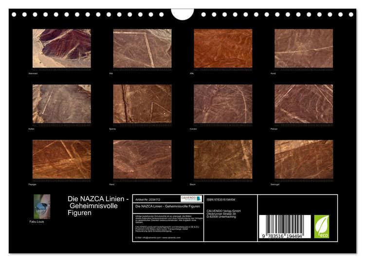 Produktbild: Die NAZCA Linien - Geheimnisvolle Figuren (Wandkalender 2026 DIN A4 quer), CALVENDO Monatskalender