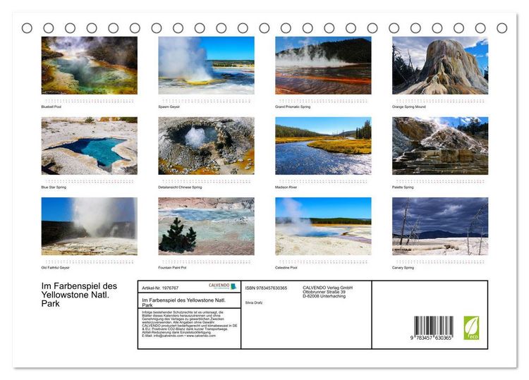 Produktbild: Im Farbenspiel des Yellowstone Natl. Park (Tischkalender 2026 DIN A5 quer), CALVENDO Monatskalender
